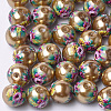 Printed & Spray Painted Imitation Pearl Glass Beads GLAA-S047-06B-04-1