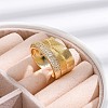 Rack Plating Brass Micro Pave Clear Cubic Zirconia Cuff Finger Rings for Women RJEW-M028-16G-4