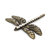 Golden Alloy Rhinestone Dragonfly Pendants ALRI-J070-28AB-NF-3