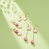 3 Pairs 3 Style Pink Alloy Enamel Charms & Resin Beads Dangle Earrings EJEW-JE05030-03-2