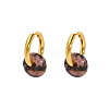 French Vintage Natural Rose Stone Hoop Earrings AC0177-2-1