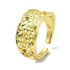Textured Brass with Cubic Zirconia Open Cuff Ring RJEW-B051-10G-1