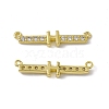 Rack Plating Brass Micro Pave Clear Cubic Zirconia Connector Charms KK-C007-37G-H-2