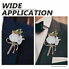 12Pcs Silk Cloth Rose Flower Boutonniere Brooch AJEW-GO0004-28-5