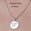 201 Stainless Steel Hollow Leaf Pendant Necklace NJEW-OY001-33-3