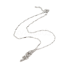 304 Stainless Steel Link Chain Macrame Pouch Empty Stone Holder for Pendant Necklaces Making NJEW-JN04398