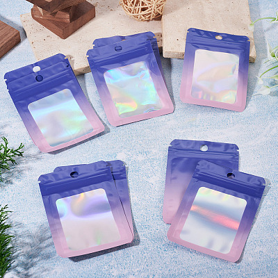 60Pcs Rectangle Glitter Holographic Plastic Resealable Packaging Bags ABAG-TA0001-97A-01-1