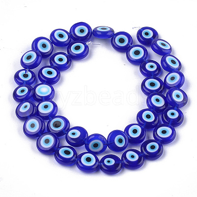 Handmade Evil Eye Lampwork Beads Strands X-LAMP-S191-02C-12-1