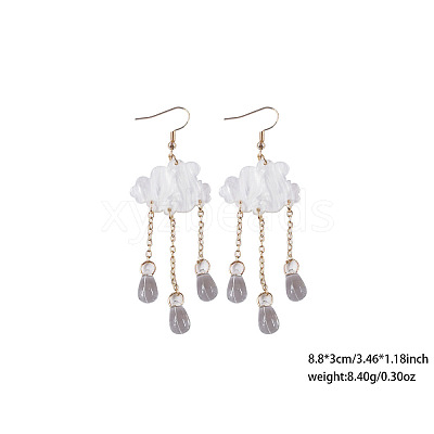 Cloud with Raindrop Tassel Alloy Acrylic Dangle Earrings FS-WG752DC-01-1