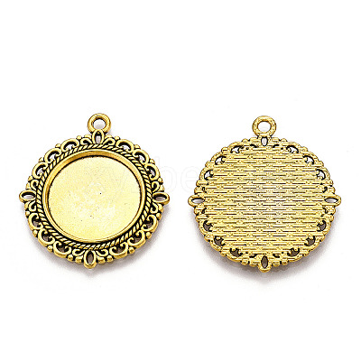 Tibetan Style Alloy Pendant Cabochon Settings TIBE-T003-08AG-RS-1