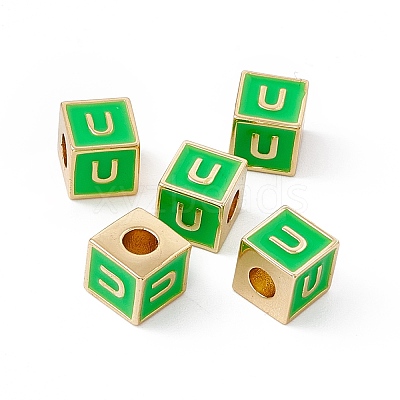 Rack Plating Brass Enamel Beads KK-B060-04G-02U-1