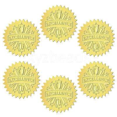 12 Sheets Self Adhesive Gold Foil Embossed Stickers DIY-WH0451-014-1