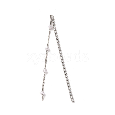 Brass Micro Pave Clear Cubic Zirconia & ABS Plastic Pearl Big Pendants KK-G510-05P-1
