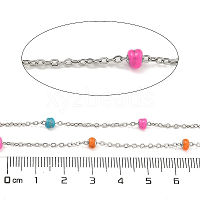 304 Stainless Steel Enamel Link Chains AJEW-Z028-09P-01-1