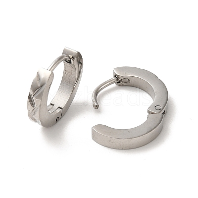 Non-Tarnish 304 Stainless Steel Grooved Hoop Earrings EJEW-P255-03P-1