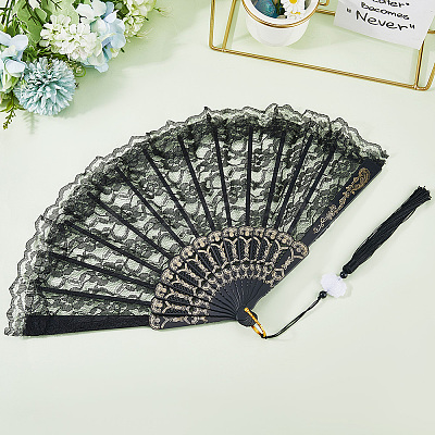 Plastic & Cloth Folding Fans AJEW-WH20020-161C-1