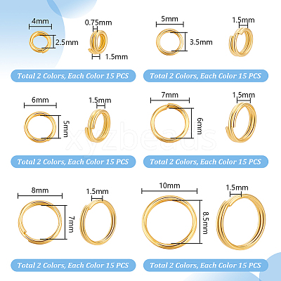 180Pcs 12 Styles Brass Split Rings FIND-PH0020-26-1