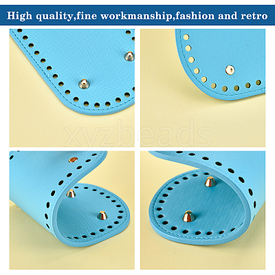 4Pcs 2 Style Flat Round & Oval PU Leather Knitting Crochet Bags Nail Bottom Shaper Pad DIY-PH0003-56-1