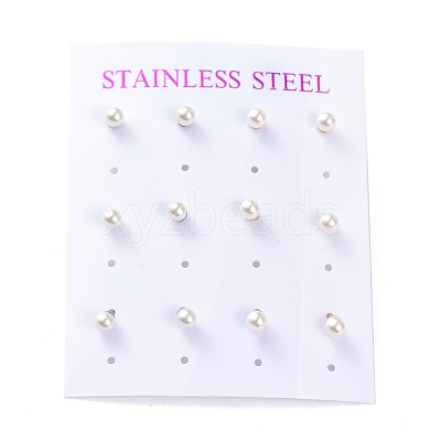Plastic Imitation Pearl Stud Earrings STAS-D0001-03-B-1