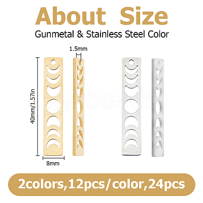 24Pcs 2 Styles 304 Stainless Steel Pendants STAS-HS0001-86-1