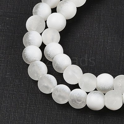 Frosted Crackle Glass Beads Strands GLAA-U001-8mm-M07-1