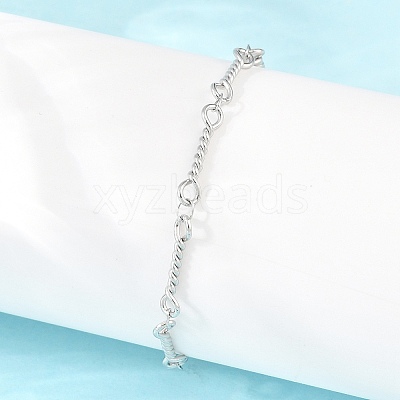 304 Stainless Steel Twisted Rope Link Chain Bracelets for Women BJEW-A160-09P-1