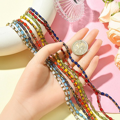 2 Strands Electroplate Opaque Color Glass Beads Strands EGLA-YW0005-26A-1