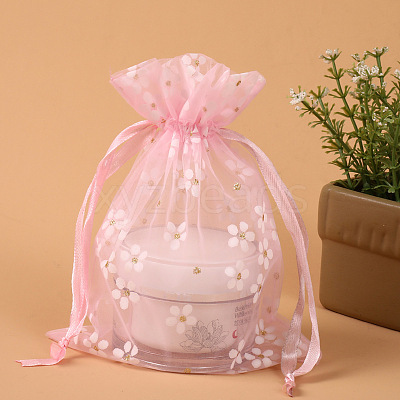 Rectangle Organza Drawstring Bags CON-PW0001-062A-01-1