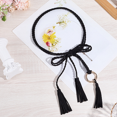 Handmade Imitation Leather Braided Rope Tie Belts AJEW-WH20006-398A-1