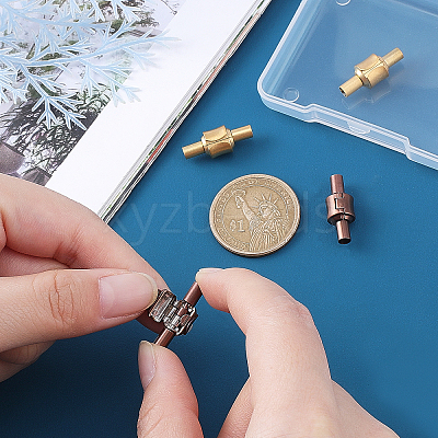 4Pcs 2 Colors Ion Plating(IP) 304 Stainless Steel European Clasps with Cord Ends STAS-DC0004-33-1