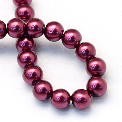 Baking Paint Pearlized Glass Pearl Round Bead Strands X-HY-Q330-8mm-72-1