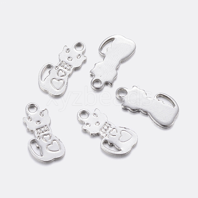 Non-Tarnish 304 Stainless Steel Kitten Charms STAS-F159-50P-1