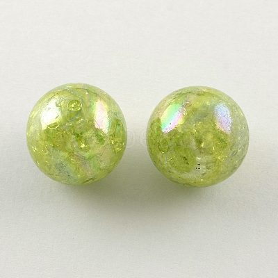 AB Color Transparent Crackle Round Acrylic Beads CACR-S006-08-1