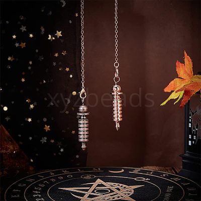 2Pcs 2 Colors Brass Coil Dowsing Pendulums KK-NB0002-80-1
