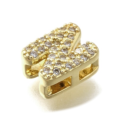 Brass Micro Pave Cubic Zirconia Letter Multi-Strand Links X-KK-D295-32G-14-1