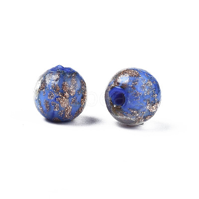 Handmade Gold Sand Lampwork Beads LAMP-T016-10B-1