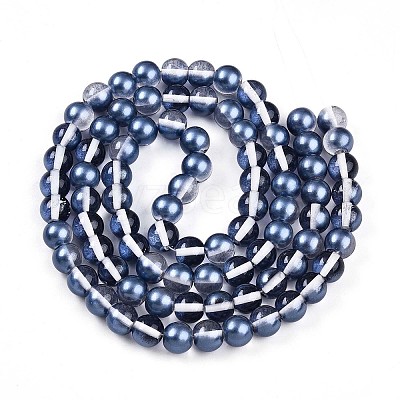Baking Paint Transparent Glass Beads Strands DGLA-N011-10mm-08-1
