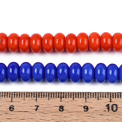 Electroplate Opaque Solid Color Glass Beads Strands GLAA-T025-8mm-18-1