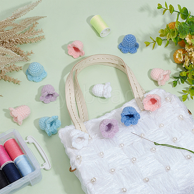 12Pcs 6 Colors Flower Shape Cotton Knitted Costume Ornament Accessories DIY-FG0005-34-1