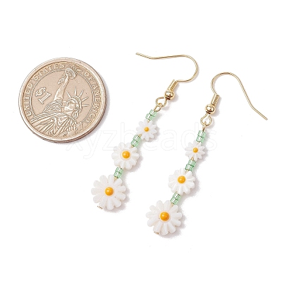 2Pairs 2 Styles Flower Natural Freshwater Shell Leverback & Dangle Earring Sets EJEW-JE06338-1