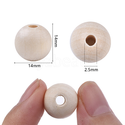 Unfinished Natural Wood Beads X-WOOD-S651-A14mm-LF-1