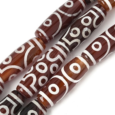 Rice Shape Tibetan Style dZi Beads Strands G-A269-A08-01-1