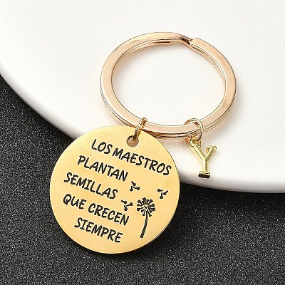 201 Stainless Steel & Brass Letter Keychain KEYC-YW00095-25-1