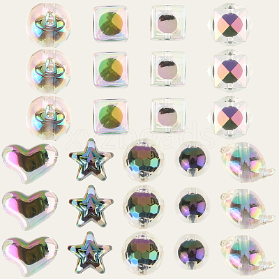 54Pcs 9 UV Plating Rainbow Iridescent Acrylic Beads OACR-PA0001-05-1