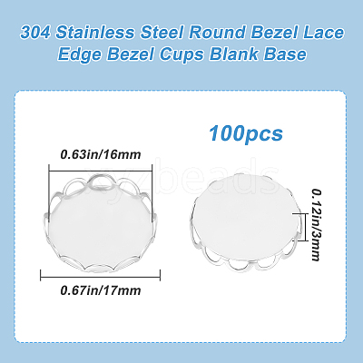 100Pcs 304 Stainless Steel Cabochon Settings FIND-BBC0003-49-1