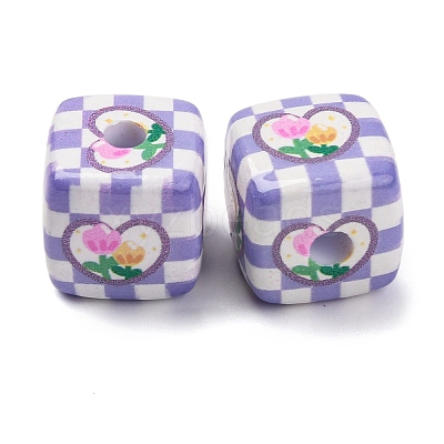 Printed Opaque Acrylic Beads SACR-A009-01B-1