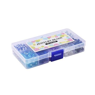 Mixed Baking Paint Crackle Glass & Glass Pearl Bead Sets HY-X0009-6mm-07-1