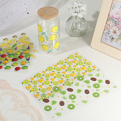 8Pcs 8 Styles PVC Plastic Waterproof Decorative Sticker Labels DIY-SP0004-93C-1