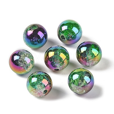 UV Plating Opaque Crackle Two-tone Acrylic Beads MACR-C032-01A-1