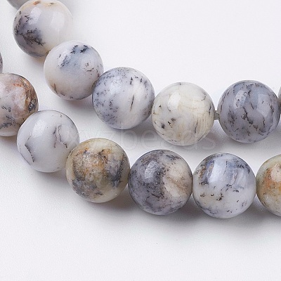 Natural White African Opal Beads Strands G-F563-03-8mm-1